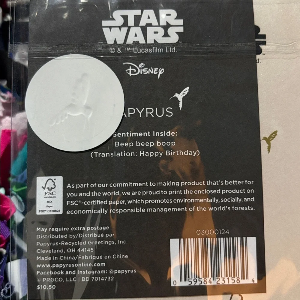 🆕American Greetings-Papyrus ‘Disney’ “Star Wars” Birthday Card